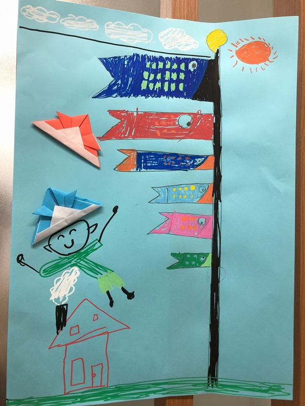 【ハビー川越第2教室】ペア活動の様子～こいのぼり工作～②